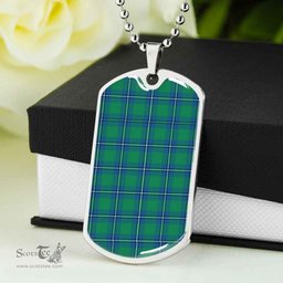 Scottish Irvine Ancient Clan Tartan Dog Tag Necklace - Classic Scottish Plaid Tartan Plaid