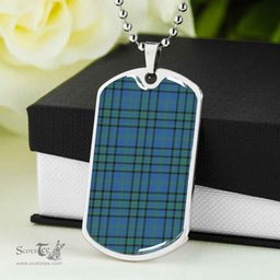 Scottish Matheson Hunting Ancient Clan Tartan Dog Tag Necklace - Classic Scottish Plaid Tartan Plaid
