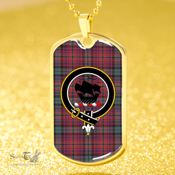 ScottishPlaid MacInroy Weathered Clan Tartan Dog Tag Necklace - Crest Classic Scottish Plaid Tartan Plaid