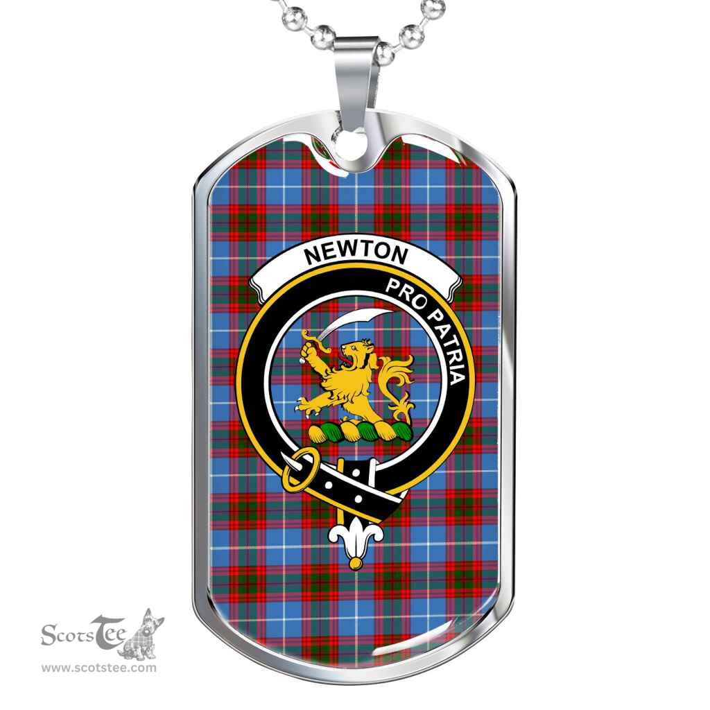 Scottish Newton Clan Tartan Dog Tag Necklace - Crest Classic Scottish Plaid Tartan Plaid