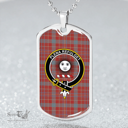 ScottishPlaid Pitcairn Heritage Weathered Clan Tartan Dog Tag Necklace - Crest Classic Scottish Plaid Tartan Plaid