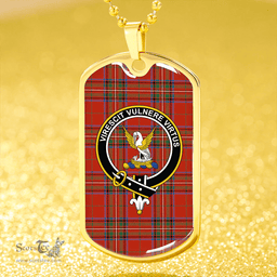 ScottishPlaid Stewart of Rothesay Ancient Clan Tartan Dog Tag Necklace - Crest Classic Scottish Plaid Tartan Plaid