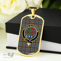 ScottishPlaid Stinson (Stephenson/Stevenson) Weathered Clan Tartan Dog Tag Necklace - Crest Classic Scottish Plaid Tartan Plaid
