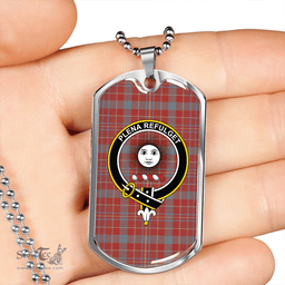ScottishPlaid Pitcairn Heritage Weathered Clan Tartan Dog Tag Necklace - Crest Classic Scottish Plaid Tartan Plaid