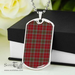 Scottish Lindsay Weathered Clan Tartan Dog Tag Necklace - Classic Scottish Plaid Tartan Plaid