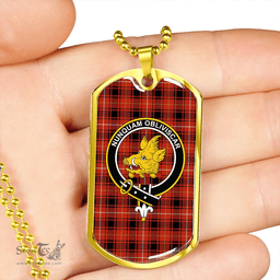 ScottishPlaid MacIver #2 Ancient Clan Tartan Dog Tag Necklace - Crest Classic Scottish Plaid Tartan Plaid