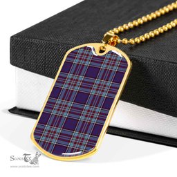 Scottish RCAF Clan Tartan Dog Tag Necklace - Classic Scottish Plaid Tartan Plaid