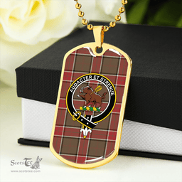 ScottishPlaid Pollock Weathered Clan Tartan Dog Tag Necklace - Crest Classic Scottish Plaid Tartan Plaid