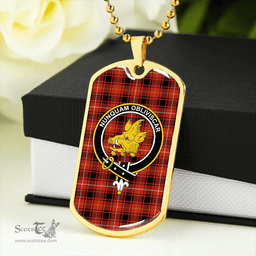 ScottishPlaid MacIver #2 Ancient Clan Tartan Dog Tag Necklace - Crest Classic Scottish Plaid Tartan Plaid
