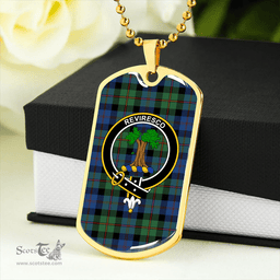 ScottishPlaid MacEwan 1856 Modern Clan Tartan Dog Tag Necklace - Crest Classic Scottish Plaid Tartan Plaid
