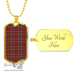 Scottish Lindsay Weathered Clan Tartan Dog Tag Necklace - Classic Scottish Plaid Tartan Plaid