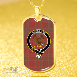 ScottishPlaid Munro (Logan) Weathered Clan Tartan Dog Tag Necklace - Crest Classic Scottish Plaid Tartan Plaid
