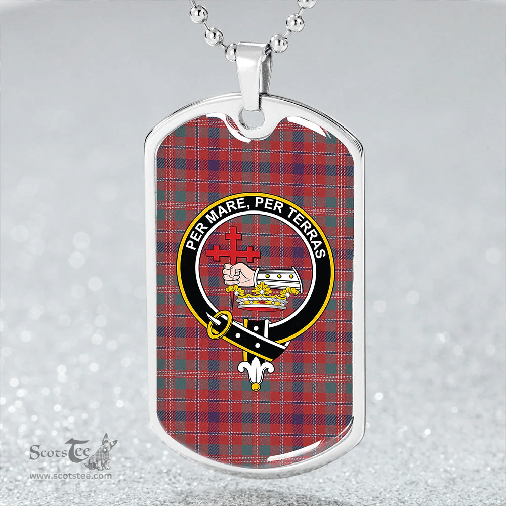 ScottishPlaid MacDonald of Glenaladale (Donald of Glenaladale) Weathered Clan Tartan Dog Tag Necklace - Crest Classic Scottish Plaid Tartan Plaid