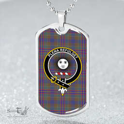 ScottishPlaid Pitcairn Hunting Weathered Clan Tartan Dog Tag Necklace - Crest Classic Scottish Plaid Tartan Plaid
