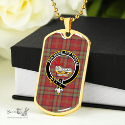 ScottishPlaid MacDonald of Glencoe (Donald of Glencoe) Weathered Clan Tartan Dog Tag Necklace - Crest Classic Scottish Plaid Tartan Plaid
