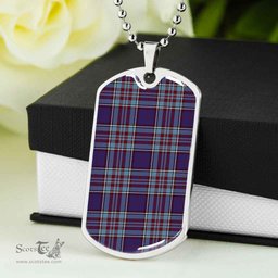Scottish RCAF Clan Tartan Dog Tag Necklace - Classic Scottish Plaid Tartan Plaid