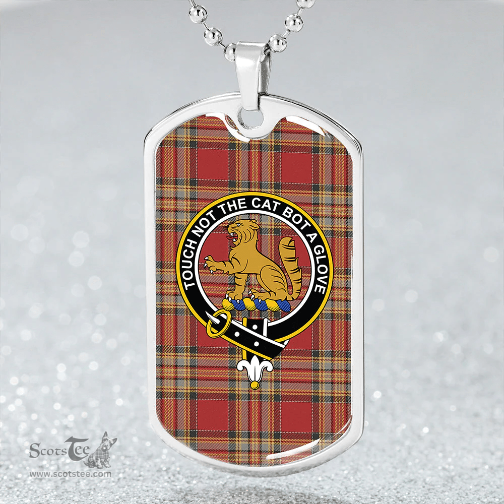 ScottishPlaid MacPherson Crubin Plaid Weathered Clan Tartan Dog Tag Necklace - Crest Classic Scottish Plaid Tartan Plaid