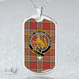 ScottishPlaid MacPherson Crubin Plaid Weathered Clan Tartan Dog Tag Necklace - Crest Classic Scottish Plaid Tartan Plaid
