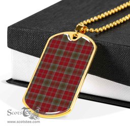 Scottish Lindsay Weathered Clan Tartan Dog Tag Necklace - Classic Scottish Plaid Tartan Plaid