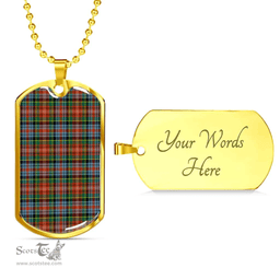 Scottish Caledonia Ancient Clan Tartan Dog Tag Necklace - Classic Scottish Plaid Tartan Plaid