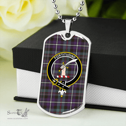 ScottishPlaid MacRae Hunting Weathered Clan Tartan Dog Tag Necklace - Crest Classic Scottish Plaid Tartan Plaid