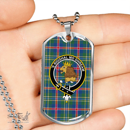 ScottishPlaid Mary, Queen of Scots Modern Clan Tartan Dog Tag Necklace - Crest Classic Scottish Plaid Tartan Plaid
