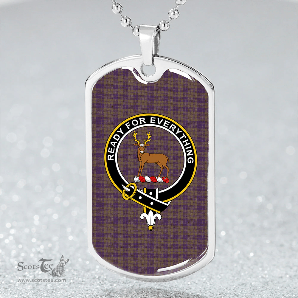 ScottishPlaid Rae Weathered Clan Tartan Dog Tag Necklace - Crest Classic Scottish Plaid Tartan Plaid