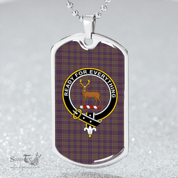 ScottishPlaid Rae Weathered Clan Tartan Dog Tag Necklace - Crest Classic Scottish Plaid Tartan Plaid