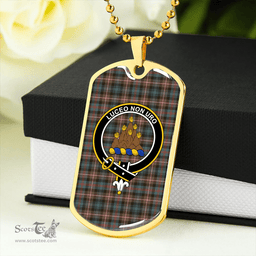 ScottishPlaid MacKenzie Morgan Weathered Clan Tartan Dog Tag Necklace - Crest Classic Scottish Plaid Tartan Plaid