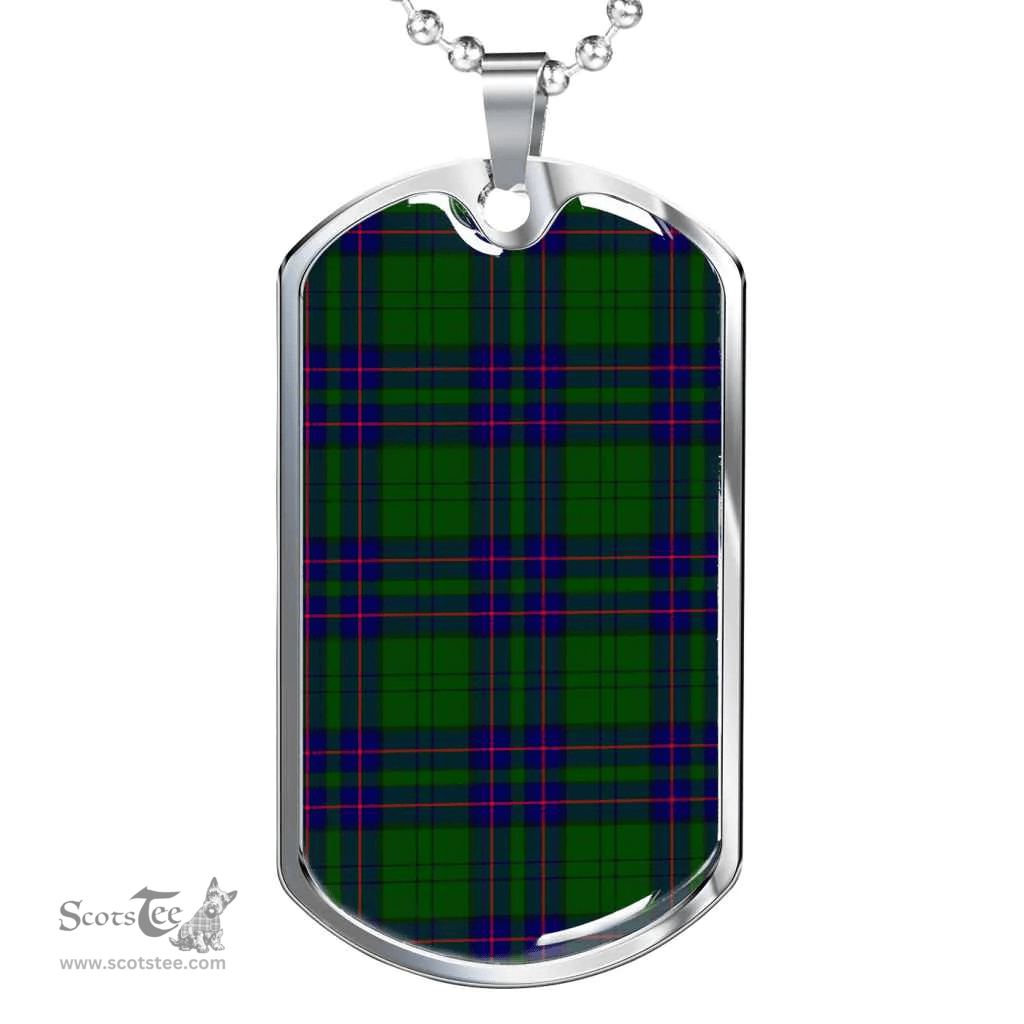 Scottish Lockhart Modern Clan Tartan Dog Tag Necklace - Classic Scottish Plaid Tartan Plaid