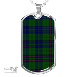Scottish Lockhart Modern Clan Tartan Dog Tag Necklace - Classic Scottish Plaid Tartan Plaid