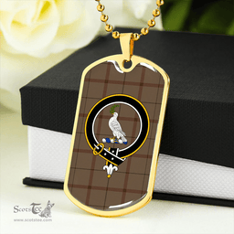 ScottishPlaid Pearson #2 Weathered Clan Tartan Dog Tag Necklace - Crest Classic Scottish Plaid Tartan Plaid