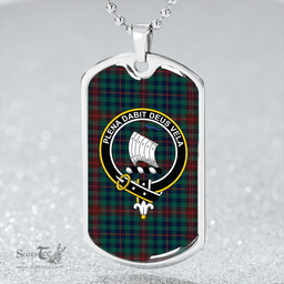ScottishPlaid Tennant Yules Modern Clan Tartan Dog Tag Necklace - Crest Classic Scottish Plaid Tartan Plaid