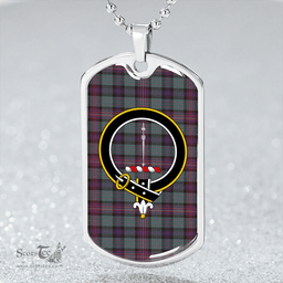 ScottishPlaid Rankin (Dalgliesh) Weathered Clan Tartan Dog Tag Necklace - Crest Classic Scottish Plaid Tartan Plaid