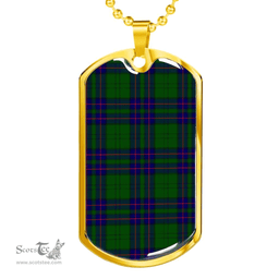 Scottish Lockhart Modern Clan Tartan Dog Tag Necklace - Classic Scottish Plaid Tartan Plaid