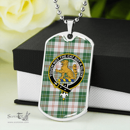 ScottishPlaid MacPherson Dress Green Weathered Clan Tartan Dog Tag Necklace - Crest Classic Scottish Plaid Tartan Plaid