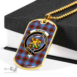 Scottish Newton Clan Tartan Dog Tag Necklace - Crest Classic Scottish Plaid Tartan Plaid