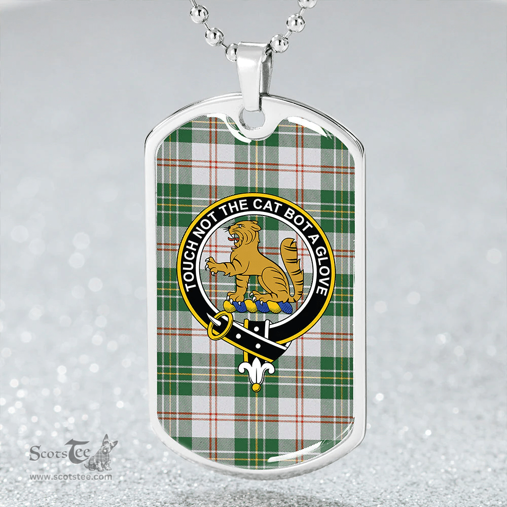 ScottishPlaid MacPherson Dress Green Weathered Clan Tartan Dog Tag Necklace - Crest Classic Scottish Plaid Tartan Plaid