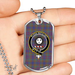 ScottishPlaid Pitcairn Hunting Weathered Clan Tartan Dog Tag Necklace - Crest Classic Scottish Plaid Tartan Plaid