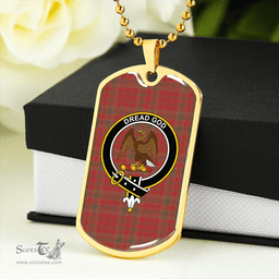 ScottishPlaid Munro (Logan) Weathered Clan Tartan Dog Tag Necklace - Crest Classic Scottish Plaid Tartan Plaid