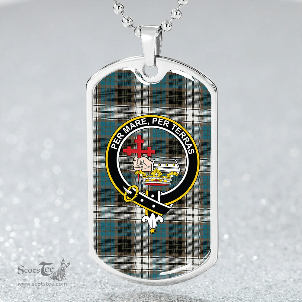 ScottishPlaid MacDonald Dress Muted Blue Special (Donald Dress Muted Blue Special) Ancient Clan Tartan Dog Tag Necklace - Crest Classic Scottish Plaid Tartan Plaid