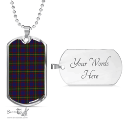 Scottish Durie Clan Tartan Dog Tag Necklace - Classic Scottish Plaid Tartan Plaid