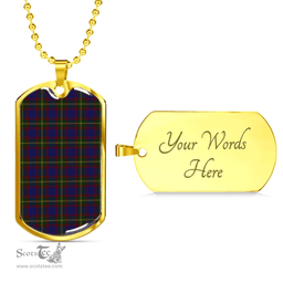 Scottish Durie Clan Tartan Dog Tag Necklace - Classic Scottish Plaid Tartan Plaid