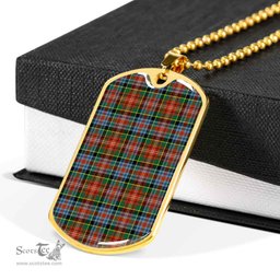 Scottish Caledonia Ancient Clan Tartan Dog Tag Necklace - Classic Scottish Plaid Tartan Plaid
