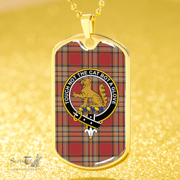 ScottishPlaid MacPherson Crubin Plaid Weathered Clan Tartan Dog Tag Necklace - Crest Classic Scottish Plaid Tartan Plaid