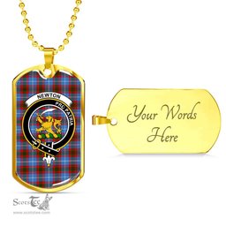 Scottish Newton Clan Tartan Dog Tag Necklace - Crest Classic Scottish Plaid Tartan Plaid