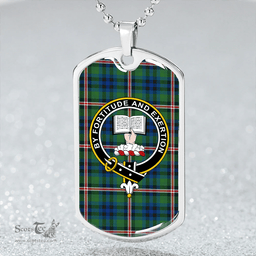ScottishPlaid Reid (Mill City) Modern Clan Tartan Dog Tag Necklace - Crest Classic Scottish Plaid Tartan Plaid