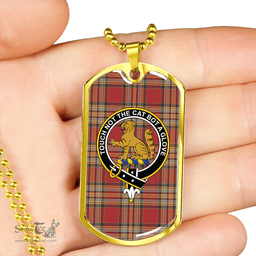 ScottishPlaid MacPherson Crubin Plaid Weathered Clan Tartan Dog Tag Necklace - Crest Classic Scottish Plaid Tartan Plaid