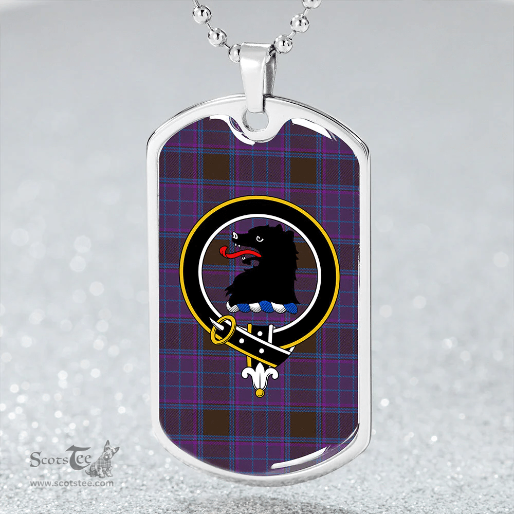 ScottishPlaid Phillips Modern Clan Tartan Dog Tag Necklace - Crest Classic Scottish Plaid Tartan Plaid