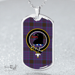 ScottishPlaid Phillips Modern Clan Tartan Dog Tag Necklace - Crest Classic Scottish Plaid Tartan Plaid
